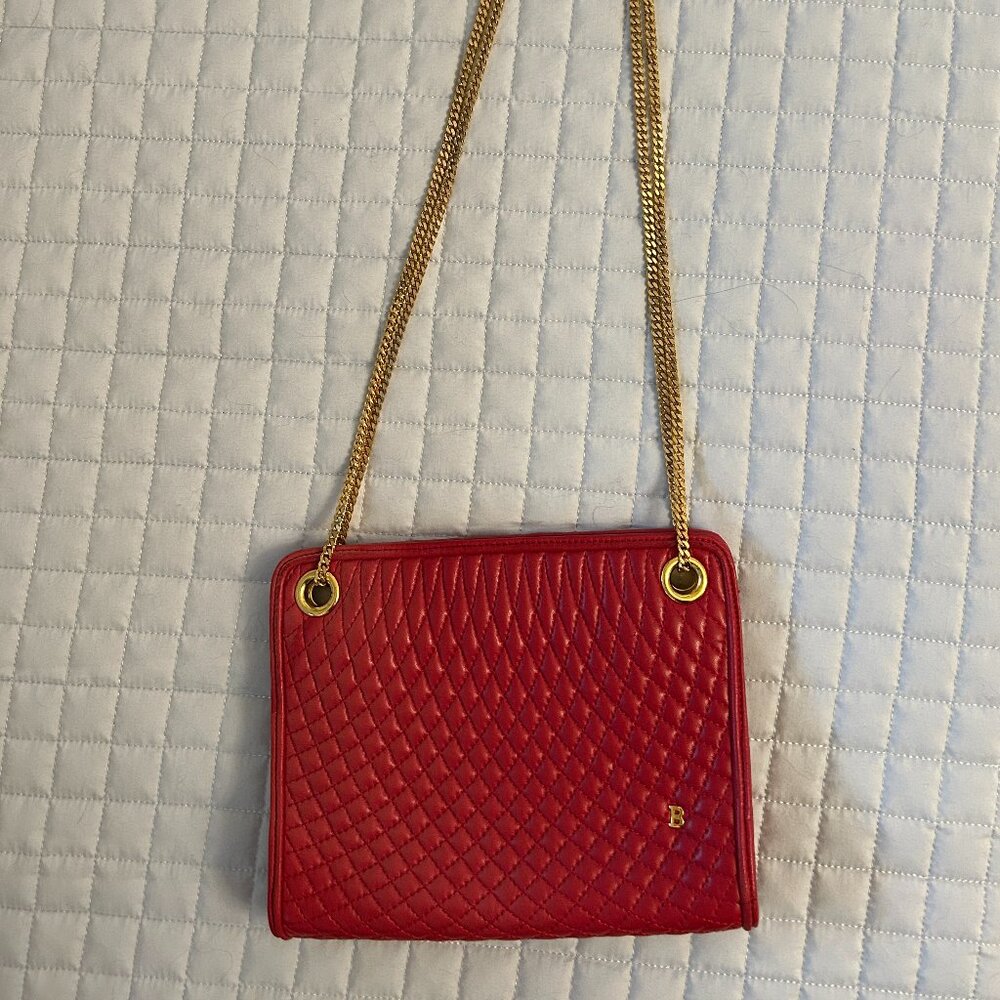 Vintage Bally Woven Leather Shoulder Crossbody Bag Classic Design